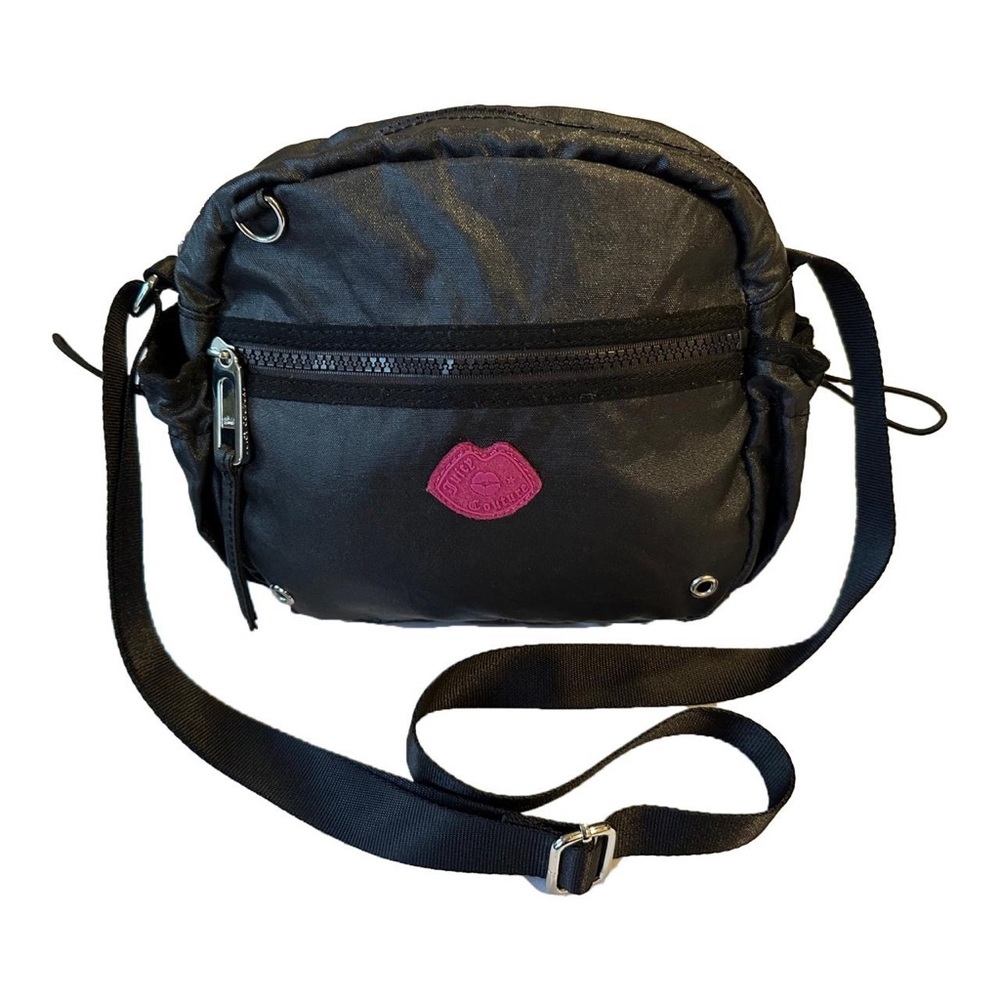 EUC! Juicy Couture Vintage Y2K Pink Lips Black Utility Lightweight Crossbody bag